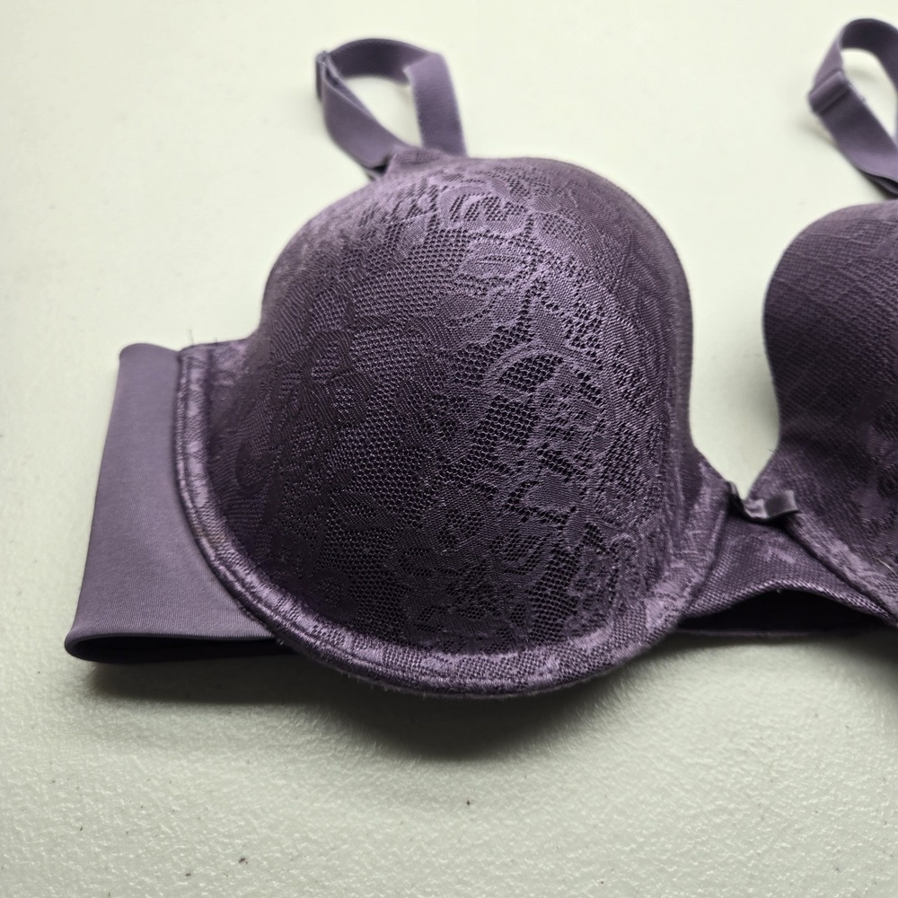 Vanity Fair Women Bra 36D Purple Floral T Shirt Underwired Lace Strap‎ - Picture 8 of 9